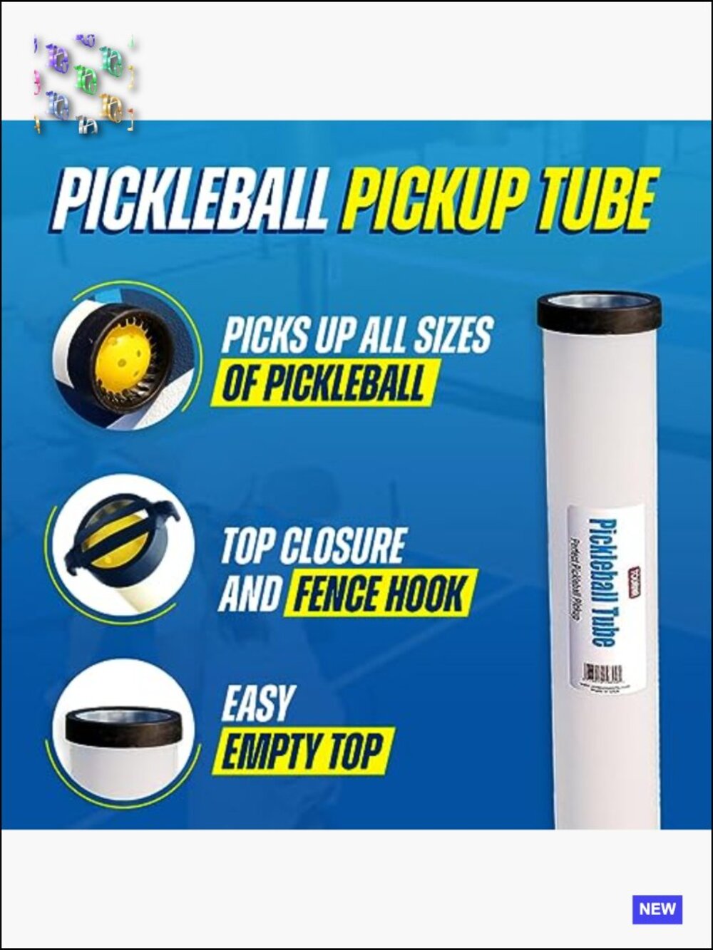Pickleball Pickup Tube Holds 17 Balls Effortless No Bending Required - Picture 2 of 6
